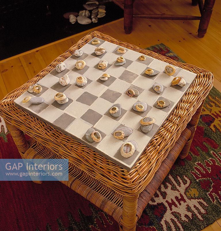 Chess board and shells