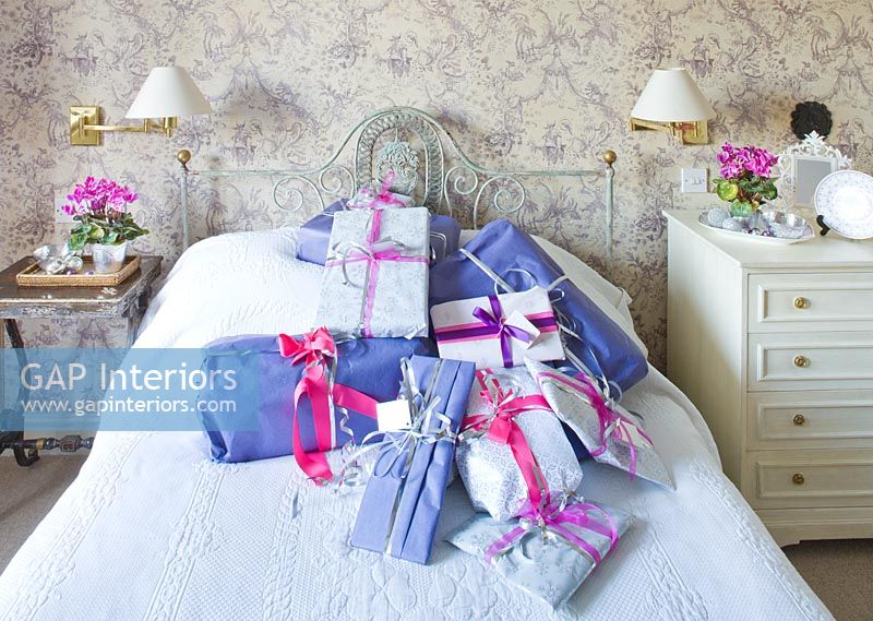 Classic bedroom with presents