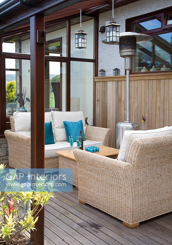 Decked patio with sofas
