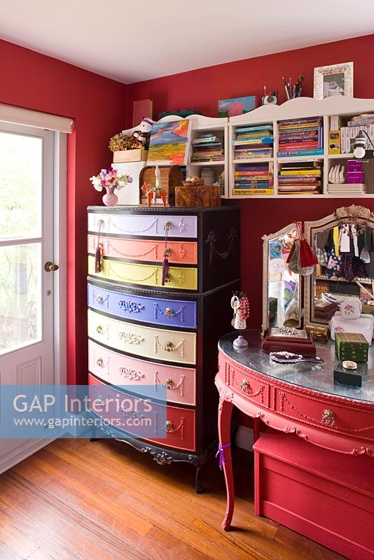 Storage in childs bedroom with up cycled chest of drawers