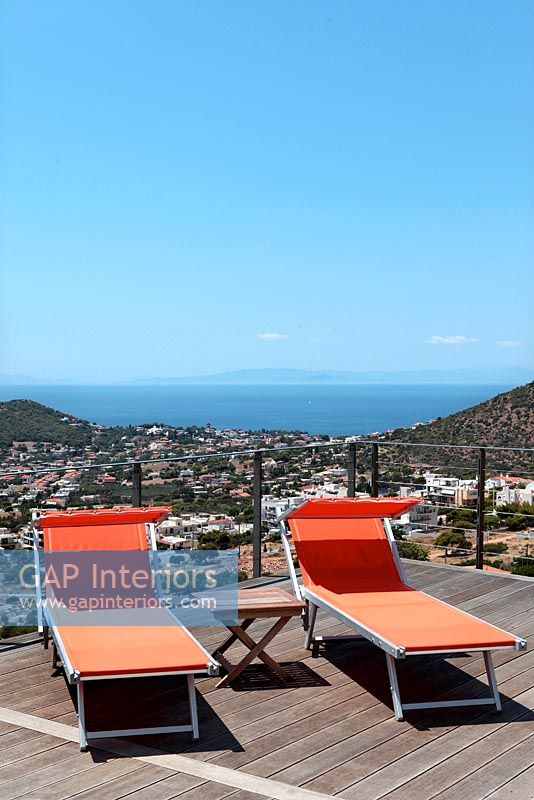 Terrace with ocean views, Greece