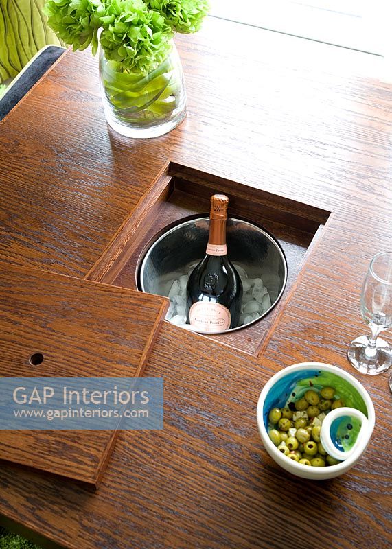 Table with built in wine cooler