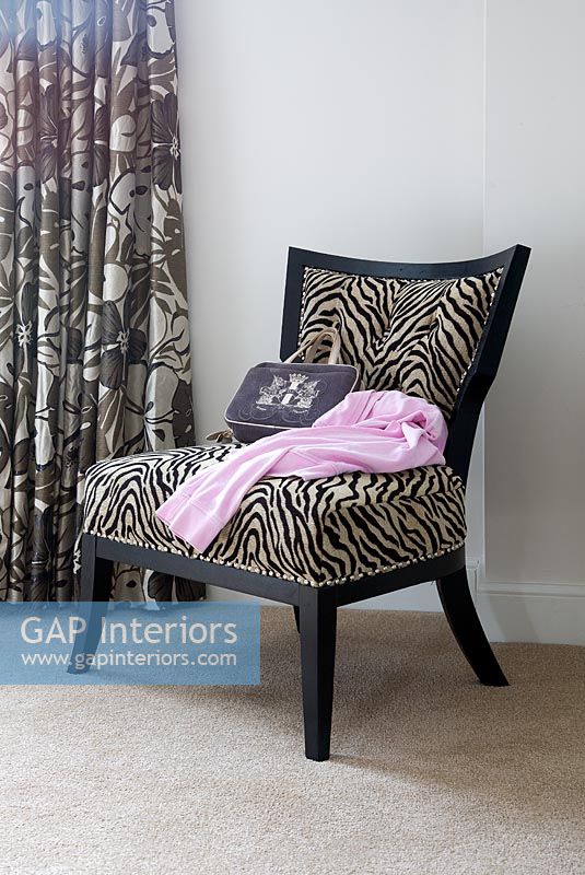 Armchair with zebra print fabric