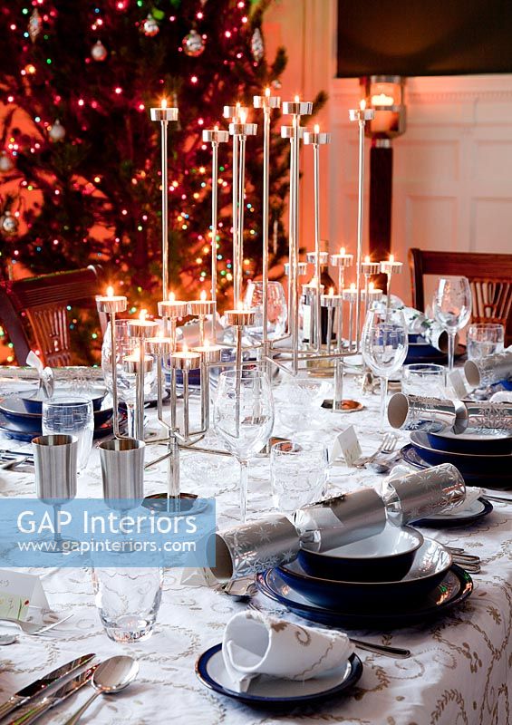 Classic dining table set for Christmas meal