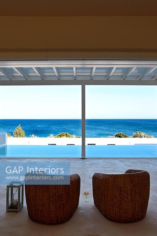 Elegant white patio with sea view