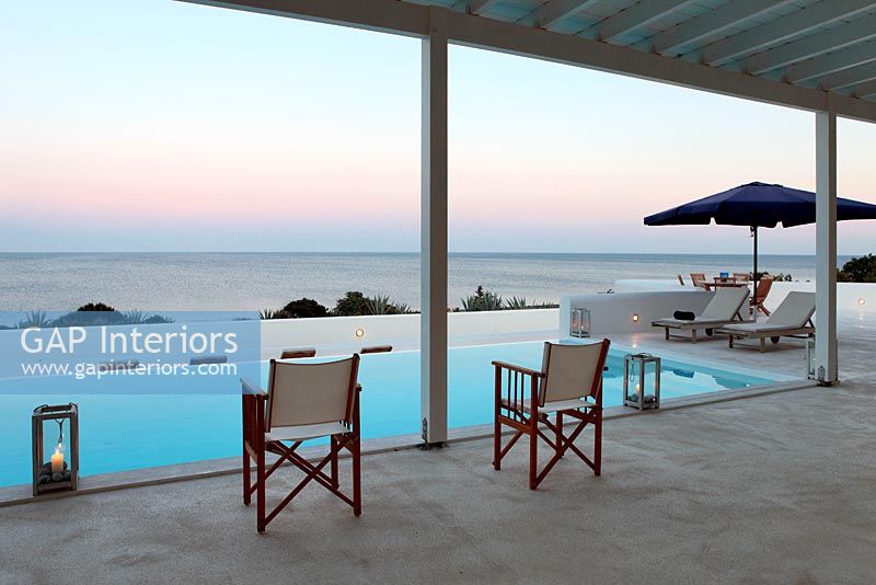 Patio with swimming pool and sea view