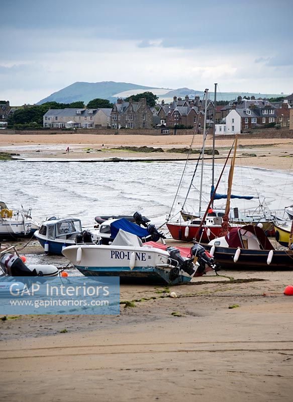 Sailing boats on beach, Elie, Scotland