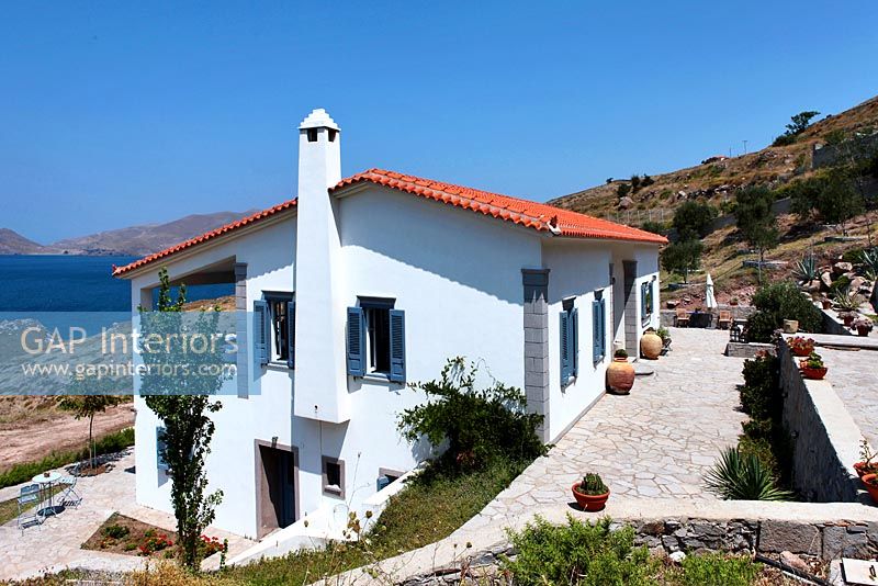Greek villa with view of Aegean sea