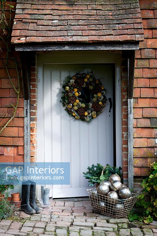 Cottage door with wreath