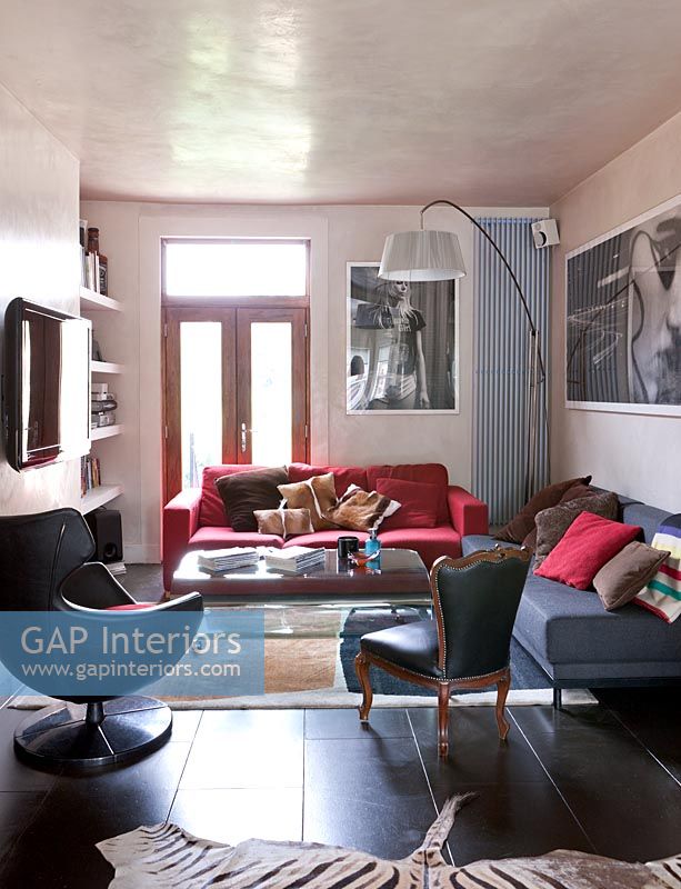 Modern living room with vintage furniture