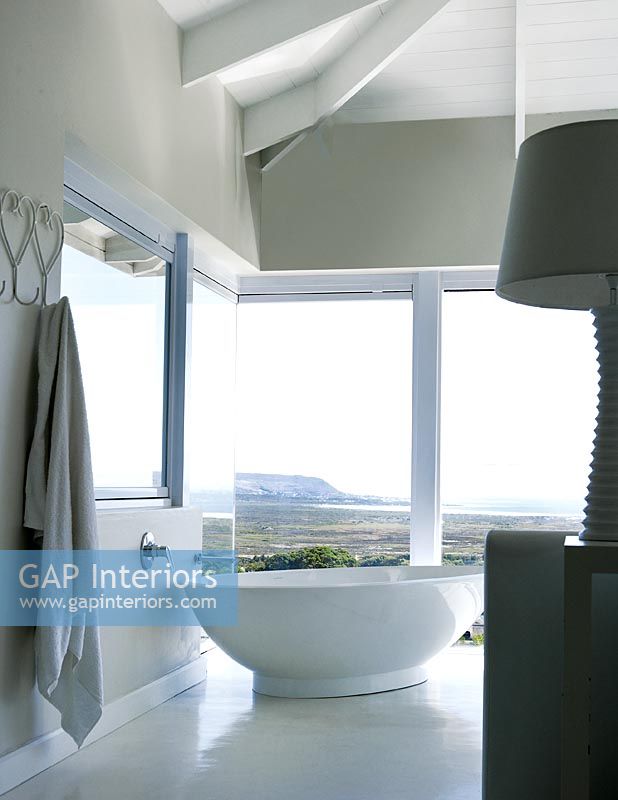 Contemporary bathroom with view of Table Mountain