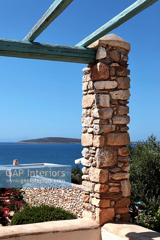 Stone column and sea views
