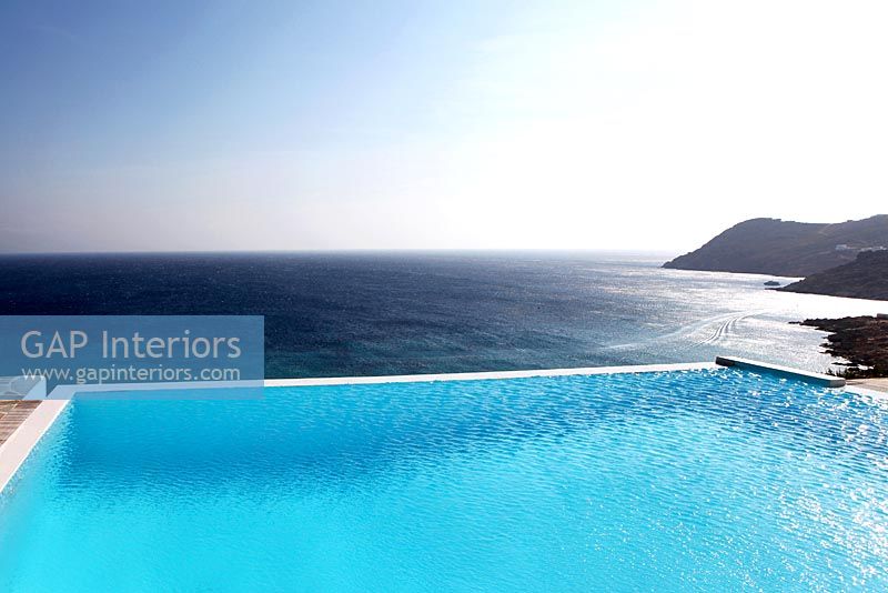 View of Aegean sea from infinity swimming pool