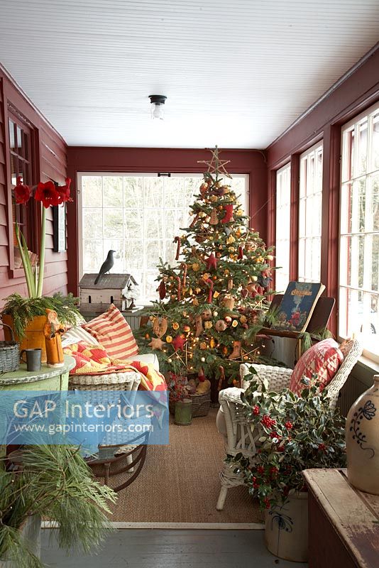 Conservatory decorated for Christmas