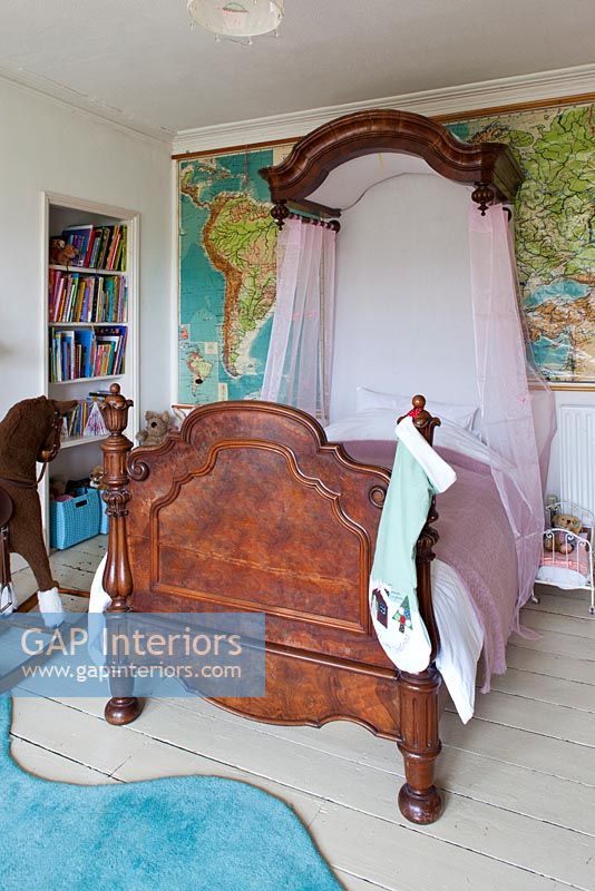 Childs bedroom with vintage bed