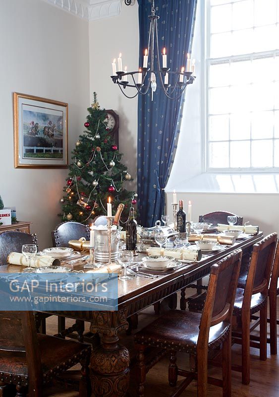 Dining table set for Christmas meal