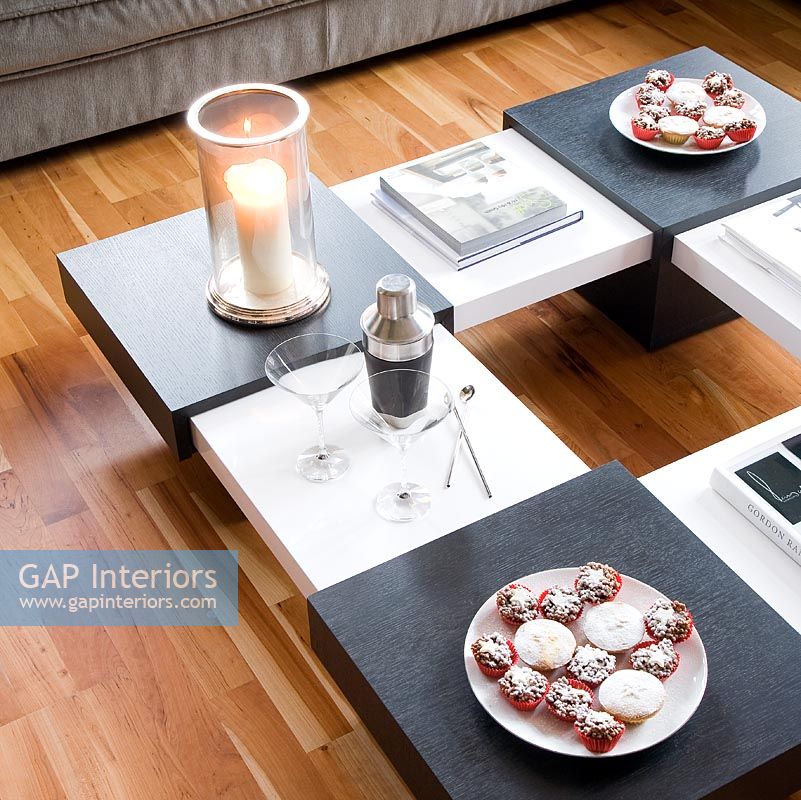 Contemporary coffee table with Christmas pastries