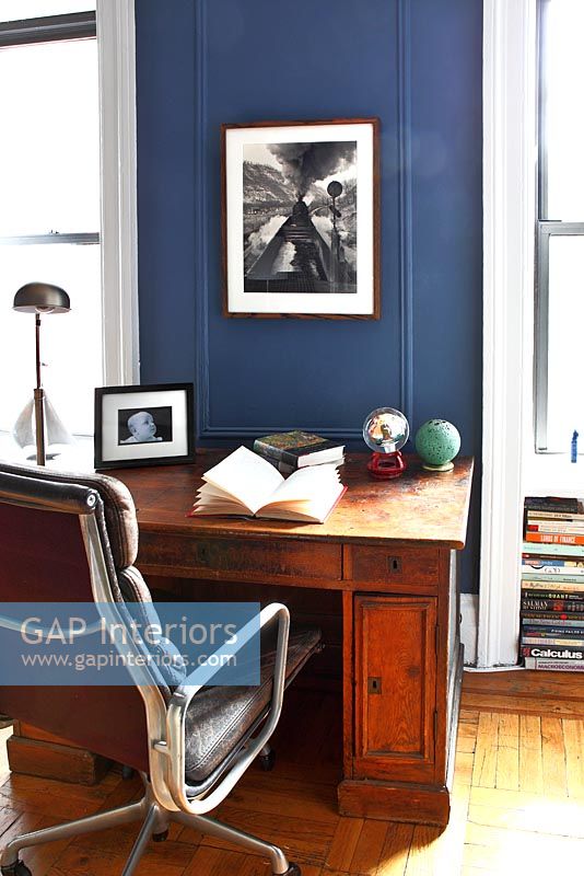 Modern study with vintage furniture