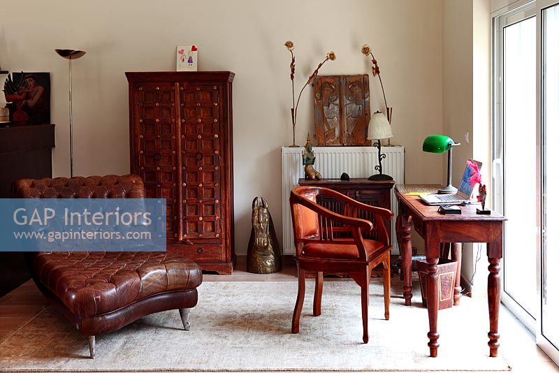 Modern study with antique furniture