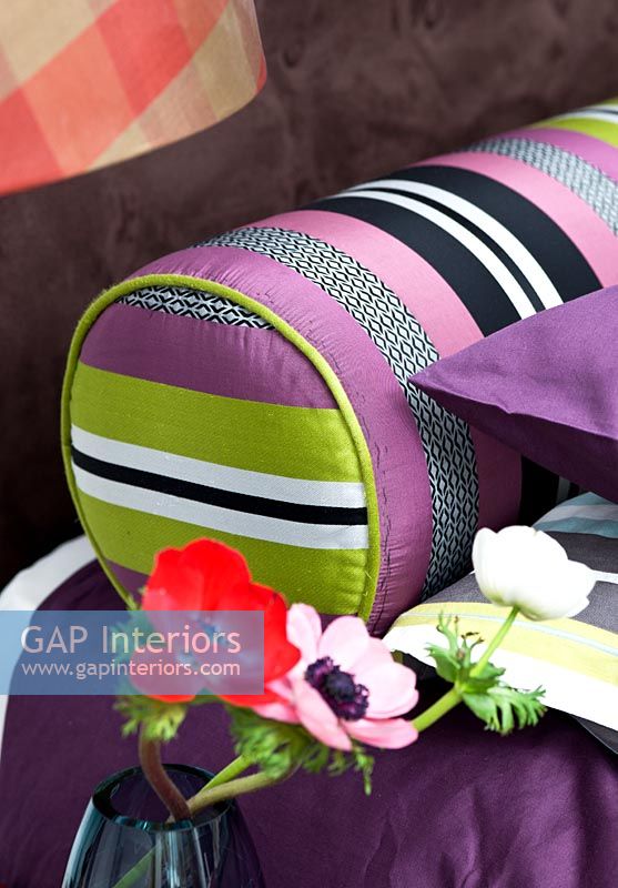 Colourful bolster cushion
