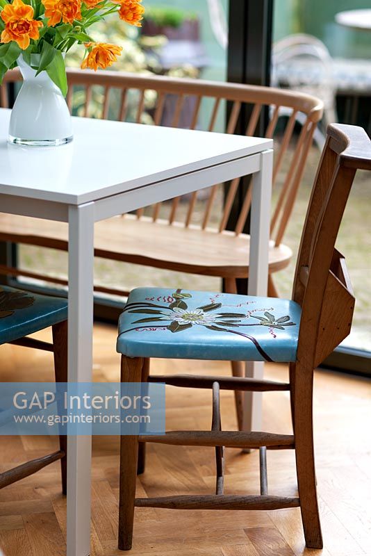 Dining table with vintage mismatched chairs