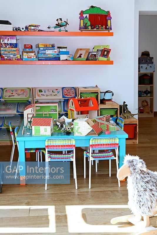 Colourful childrens play room