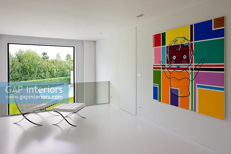 Contemporary mezzanine with colourful art