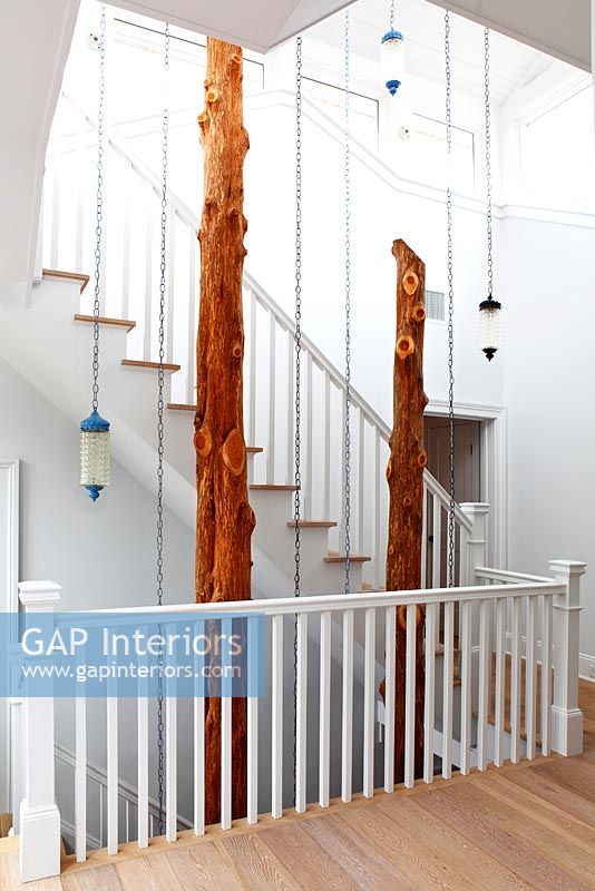 Classic upstairs landing with unusual timber columns