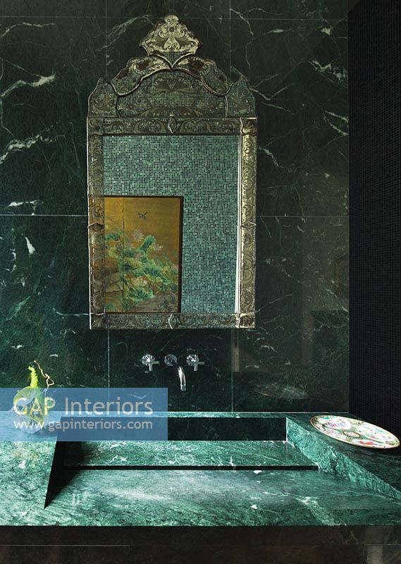 Green marble sink