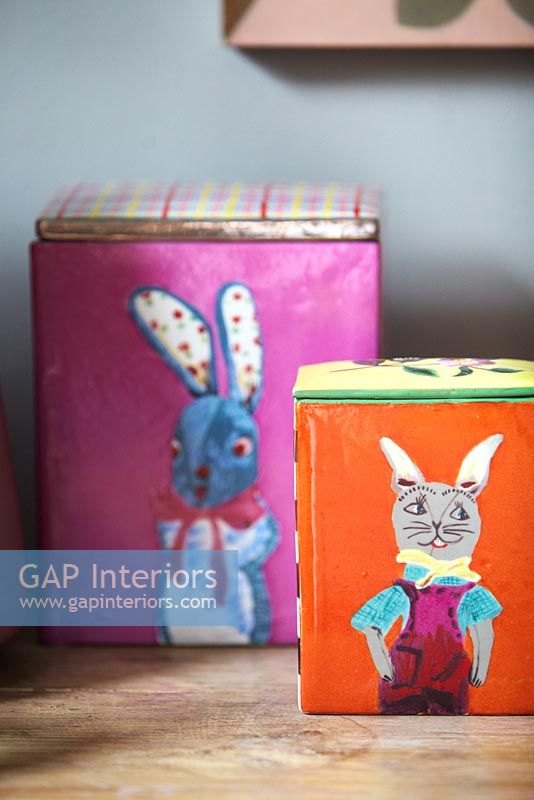 Painted storage boxes