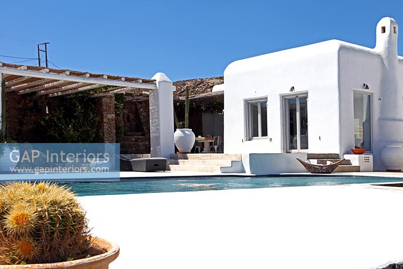 White villa and pool