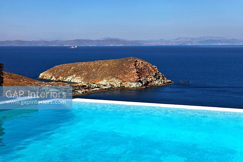 Infinity pool and view of coast, Greece