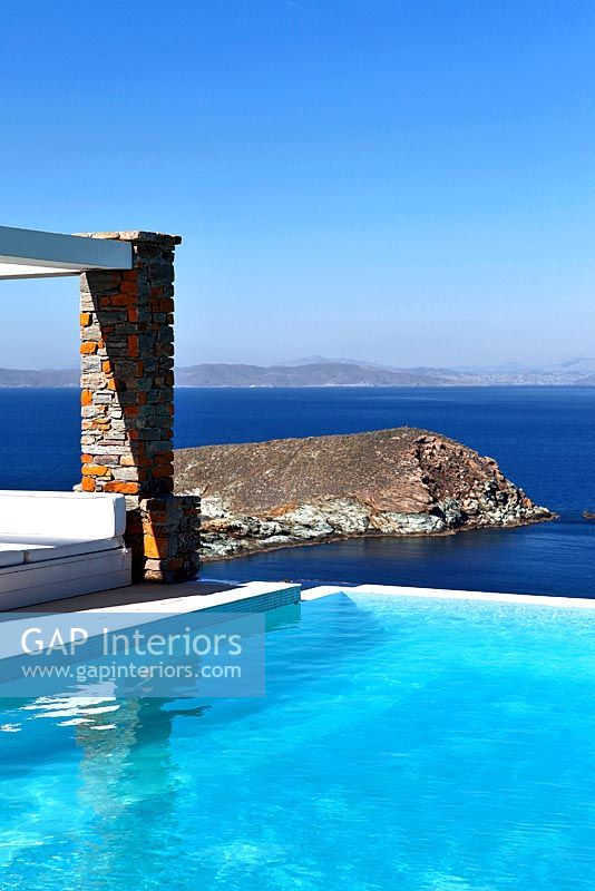 Infinity pool and view of coast, Greece