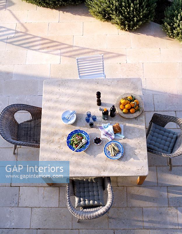 Modern patio from above