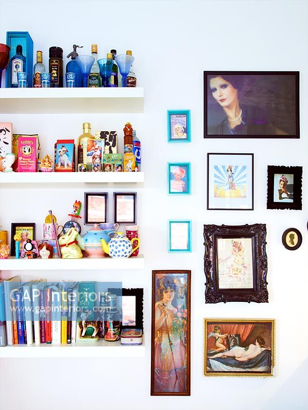 Shelving and paintings display
