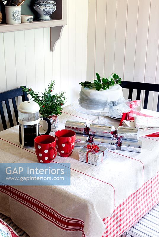 Kitchen table with christmas decorations
