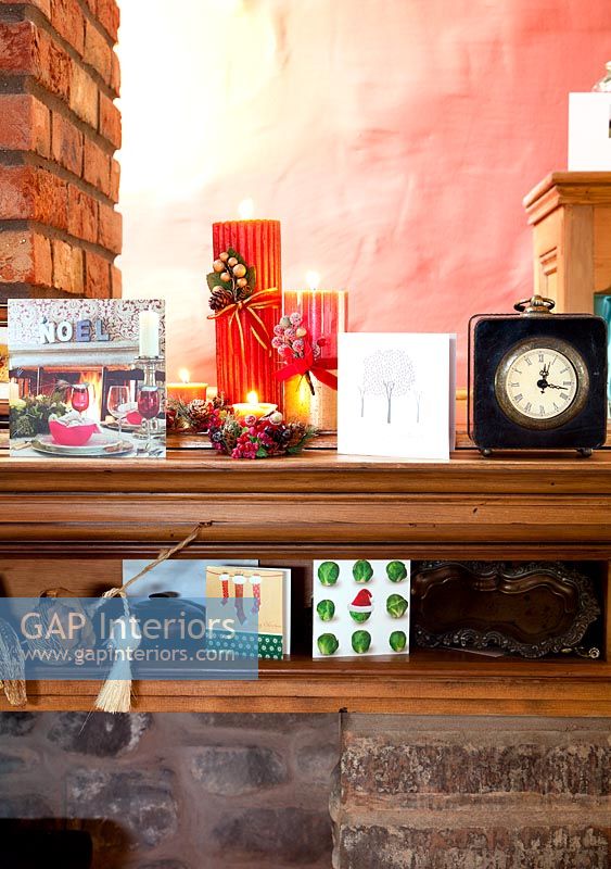 Christmas cards on mantlepiece