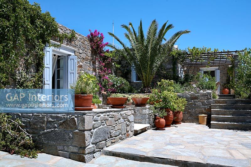 Traditional stone house and courtyard garden