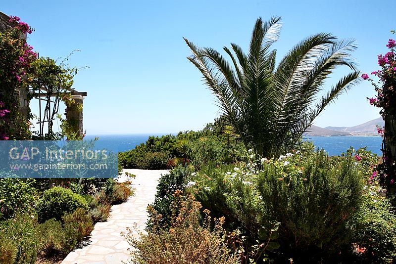 Mediterranean garden overlooking sea