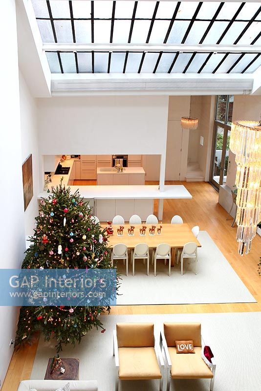 Christmas tree in open plan apartment
