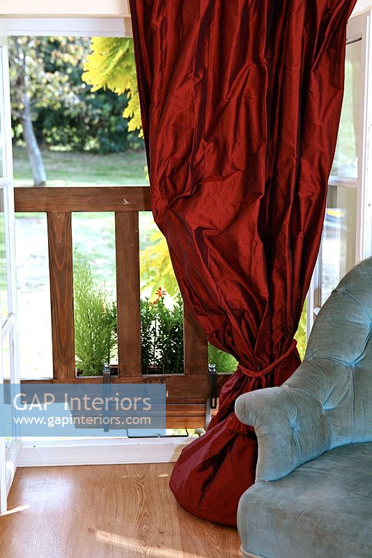 Red silk curtains