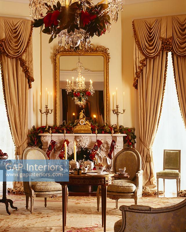 Classic living room decorated for christmas