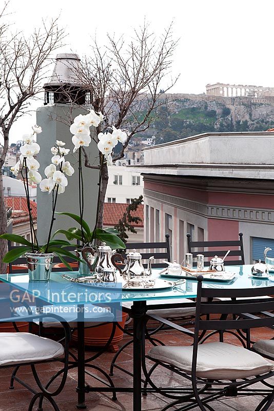 Modern roof terrace with views over Athens