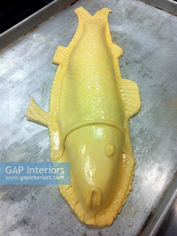 Fish shaped pastry dish ready to be cooked