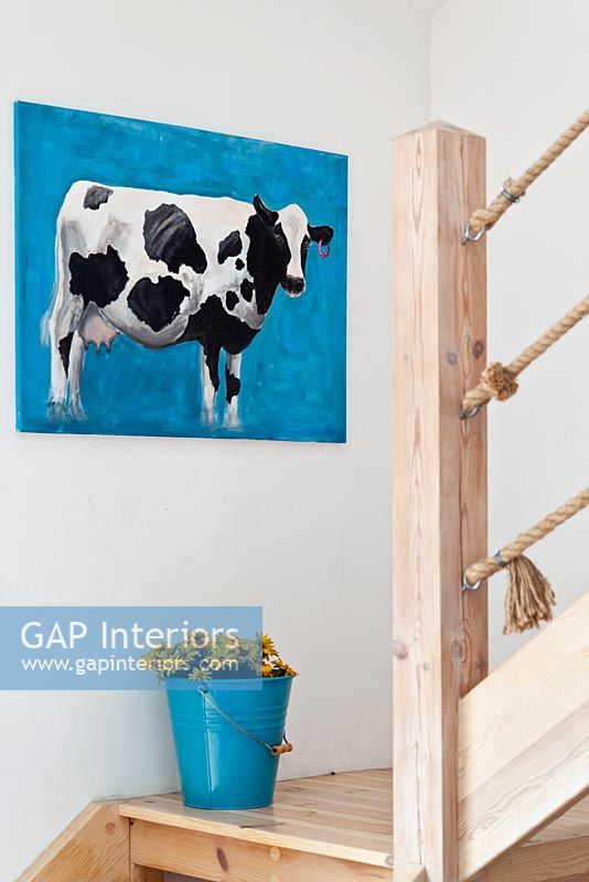 Cow painting on stairs