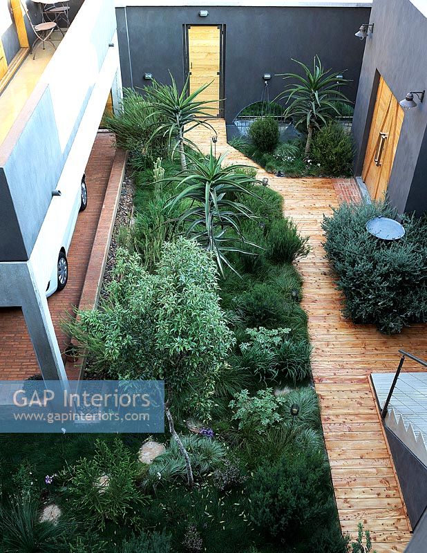 Contemporary garden viewed from above