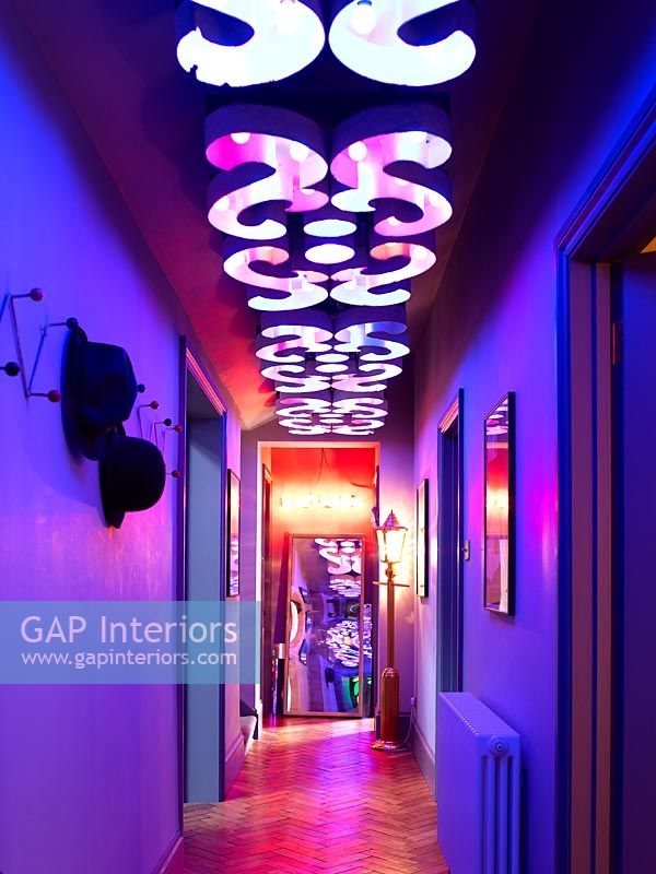 Corridor with colourful lighting