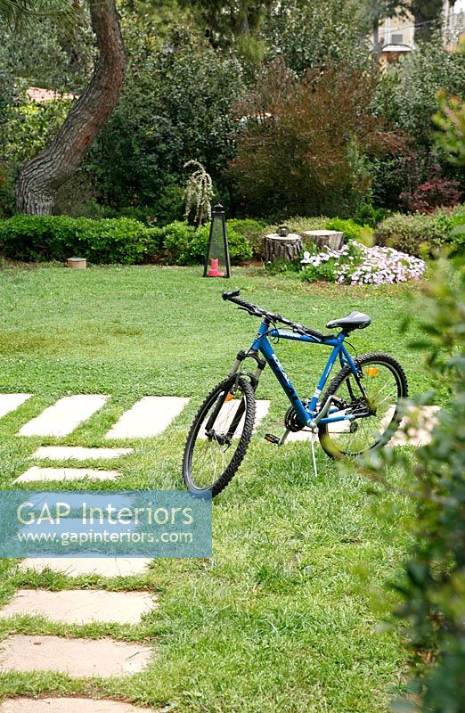Bicycle on lawn