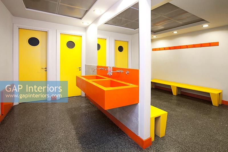 Colourful changing rooms