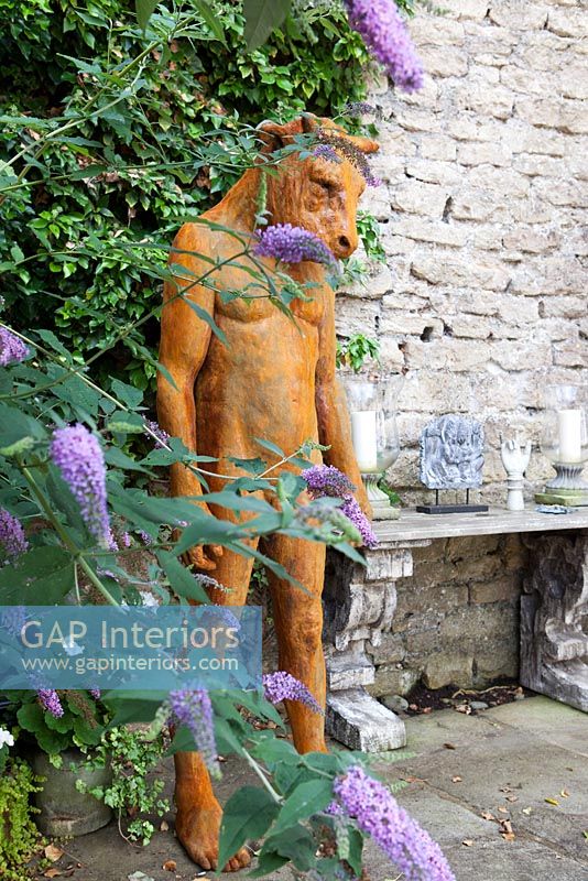 Minotaur sculpture in garden